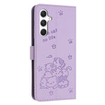 For Samsung Galaxy S24 FE Case with Strap Cats Imprint Leather Wallet Phone Cover
