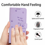 For Samsung Galaxy S24 FE Case with Strap Cats Imprint Leather Wallet Phone Cover
