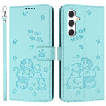 For Samsung Galaxy S24 FE Case with Strap Cats Imprint Leather Wallet Phone Cover