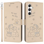 For Samsung Galaxy S24 FE Case with Strap Cats Imprint Leather Wallet Phone Cover