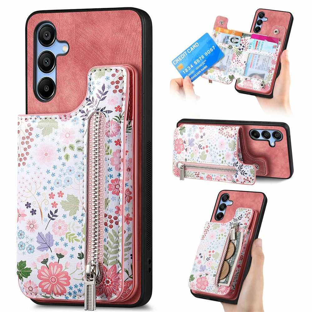 D10 For Samsung Galaxy A16 5G / A16 4G Case Pattern Kickstand Wallet Leather+TPU Phone Cover RFID Blocking