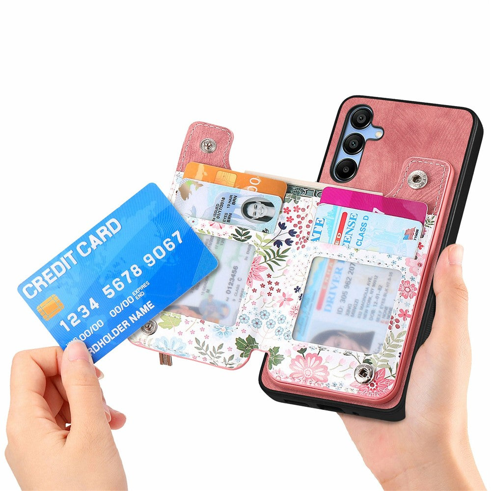 D10 For Samsung Galaxy A16 5G / A16 4G Case Pattern Kickstand Wallet Leather+TPU Phone Cover RFID Blocking