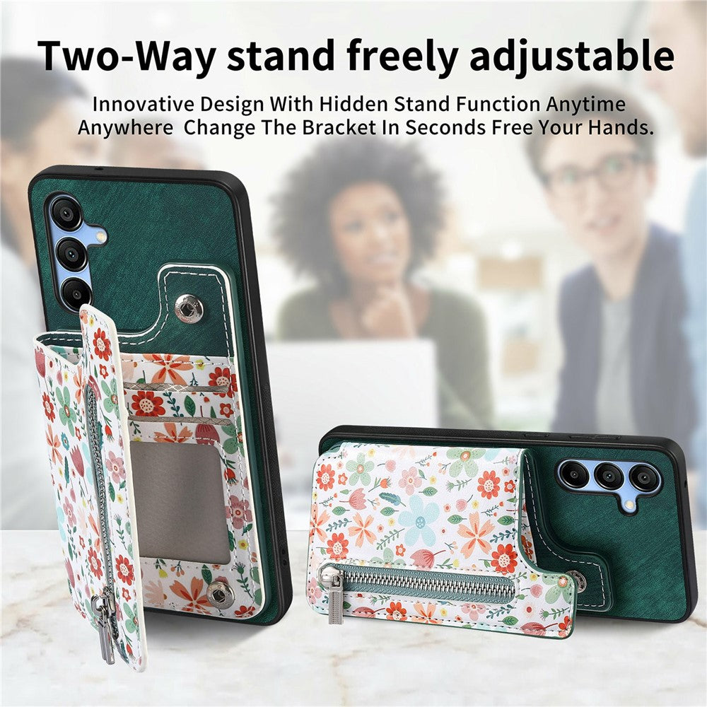 D10 For Samsung Galaxy A16 5G / A16 4G Case Pattern Kickstand Wallet Leather+TPU Phone Cover RFID Blocking