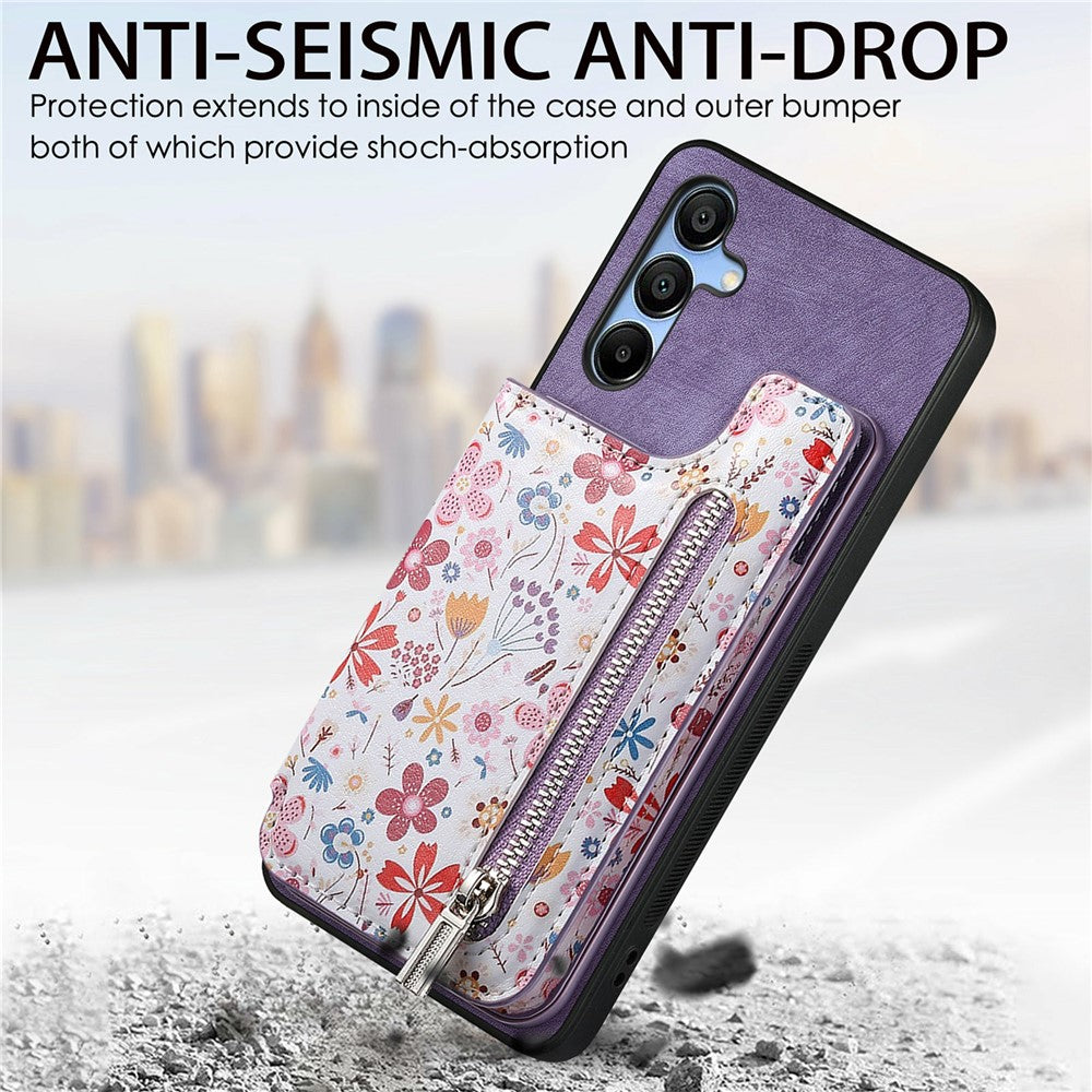 D10 For Samsung Galaxy A16 5G / A16 4G Case Pattern Kickstand Wallet Leather+TPU Phone Cover RFID Blocking