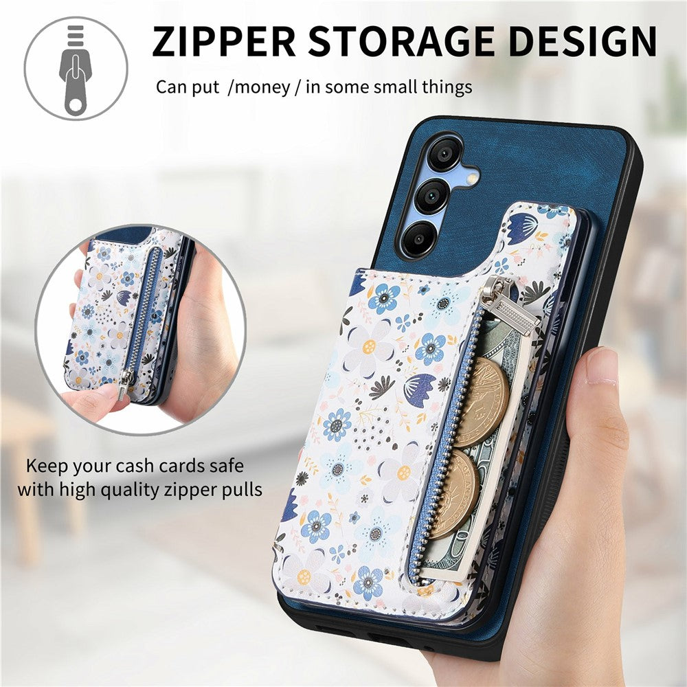 D10 For Samsung Galaxy A16 5G / A16 4G Case Pattern Kickstand Wallet Leather+TPU Phone Cover RFID Blocking