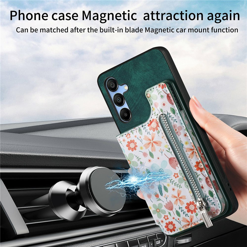 D10 For Samsung Galaxy A16 5G / A16 4G Case Pattern Kickstand Wallet Leather+TPU Phone Cover RFID Blocking