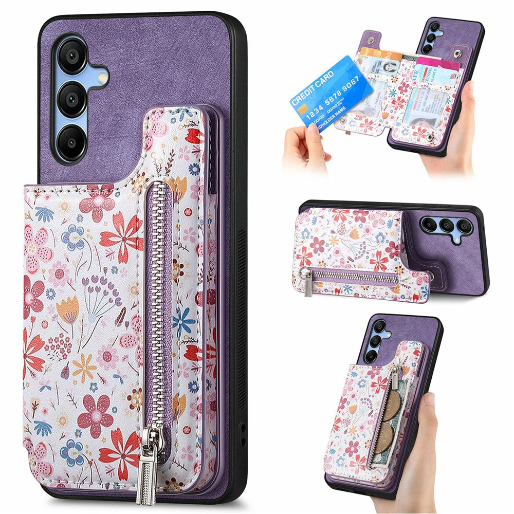 D10 For Samsung Galaxy A16 5G / A16 4G Case Pattern Kickstand Wallet Leather+TPU Phone Cover RFID Blocking