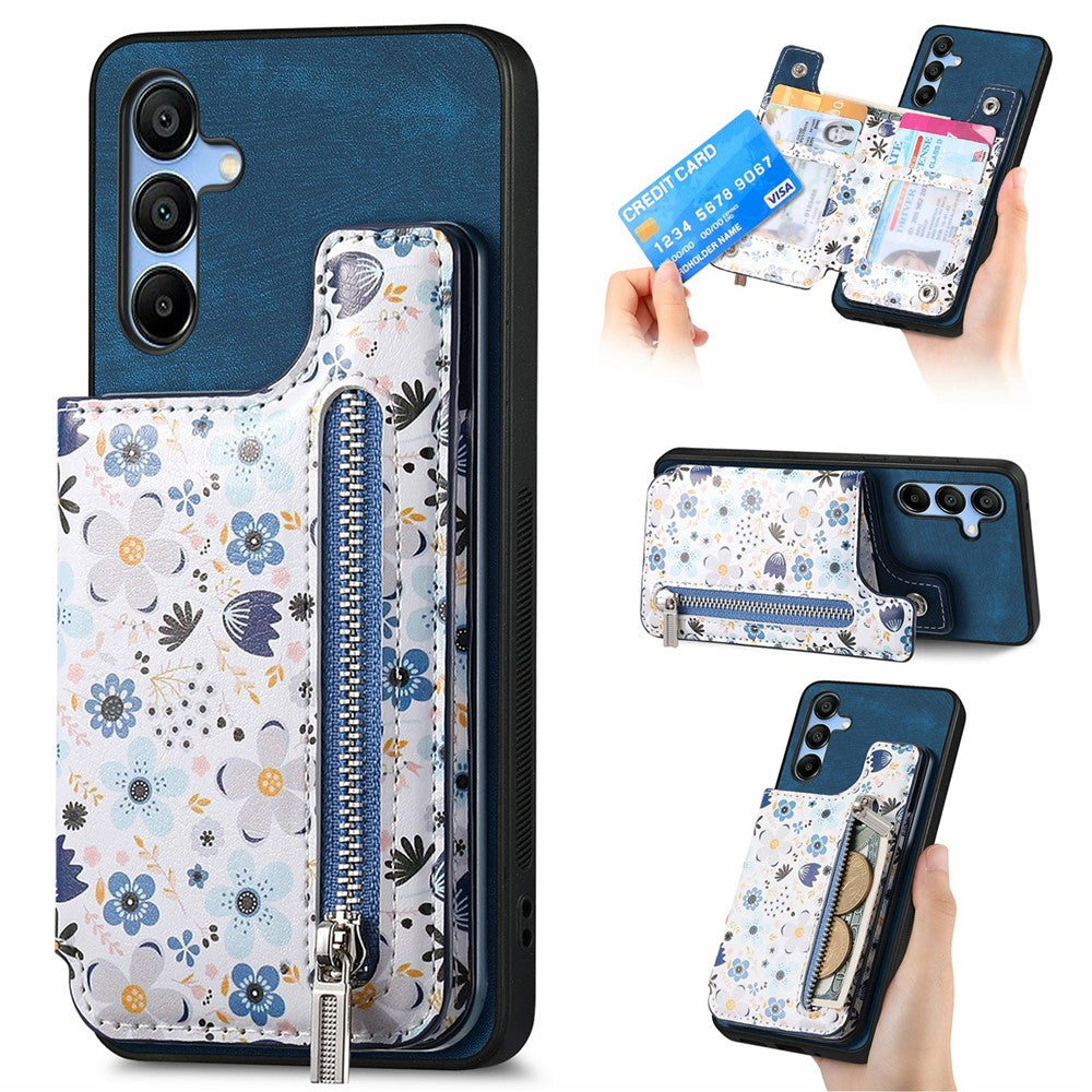 D10 For Samsung Galaxy A16 5G / A16 4G Case Pattern Kickstand Wallet Leather+TPU Phone Cover RFID Blocking