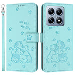 For Xiaomi 14T Pro Case with Strap Cats Imprint Leather Wallet Phone Cover