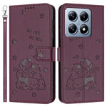 For Xiaomi 14T Case with Strap Cats Imprint Leather Wallet Phone Cover