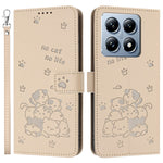 For Xiaomi 14T Case with Strap Cats Imprint Leather Wallet Phone Cover