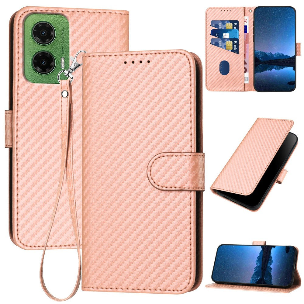 YX0070 For Motorola Moto G35 5G Wallet Case Carbon Fiber Texture Leather Cell Accessories Phone Cover