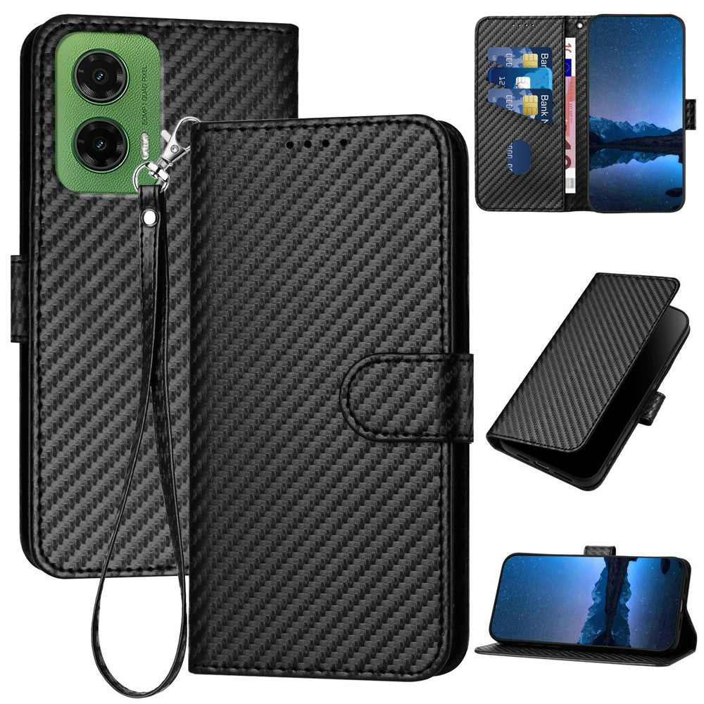 YX0070 For Motorola Moto G35 5G Wallet Case Carbon Fiber Texture Leather Cell Accessories Phone Cover
