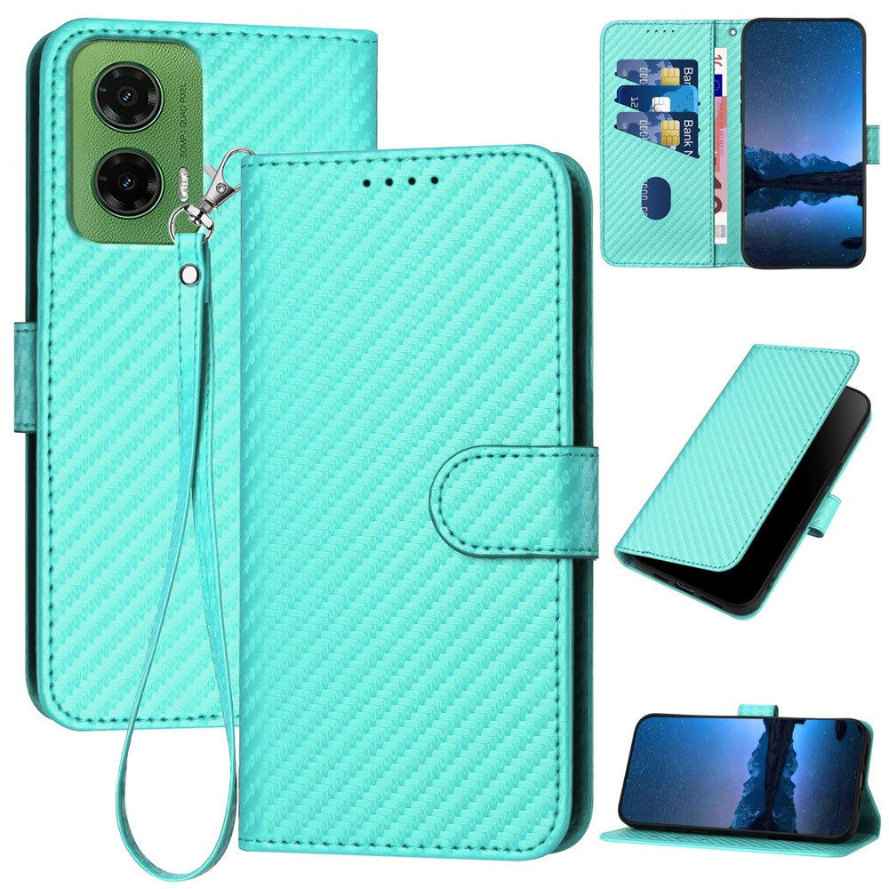 YX0070 For Motorola Moto G35 5G Wallet Case Carbon Fiber Texture Leather Cell Accessories Phone Cover