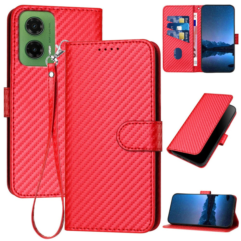 YX0070 For Motorola Moto G35 5G Wallet Case Carbon Fiber Texture Leather Cell Accessories Phone Cover