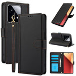 SY-003 For Xiaomi 14T Pro Case PU Leather Stand View Phone Wallet Cover with Hand Strap