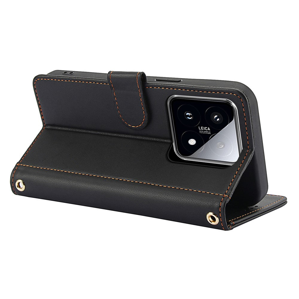 SY-003 For Xiaomi 14T Pro Case PU Leather Stand View Phone Wallet Cover with Hand Strap