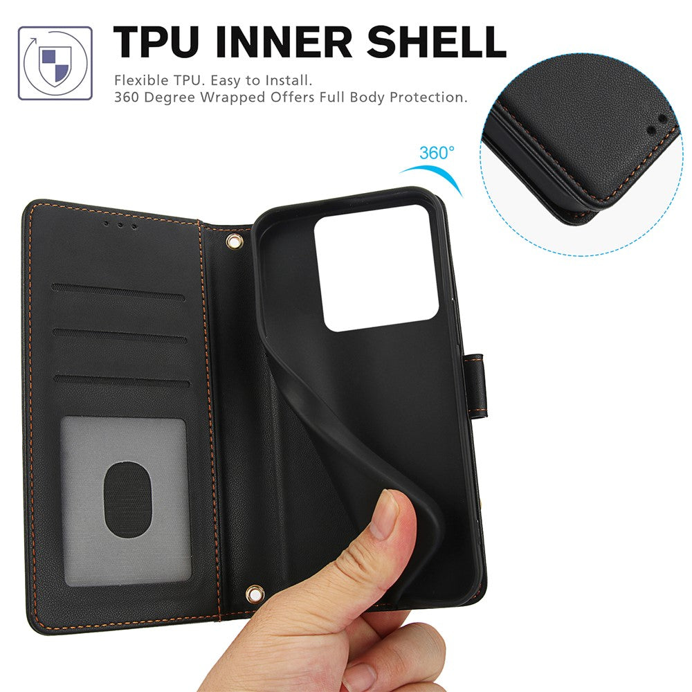 SY-003 For Xiaomi 14T Pro Case PU Leather Stand View Phone Wallet Cover with Hand Strap