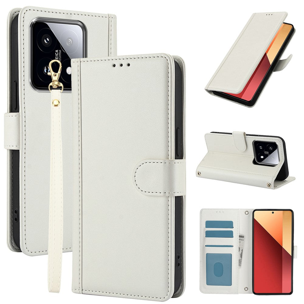 SY-003 For Xiaomi 14T Pro Case PU Leather Stand View Phone Wallet Cover with Hand Strap