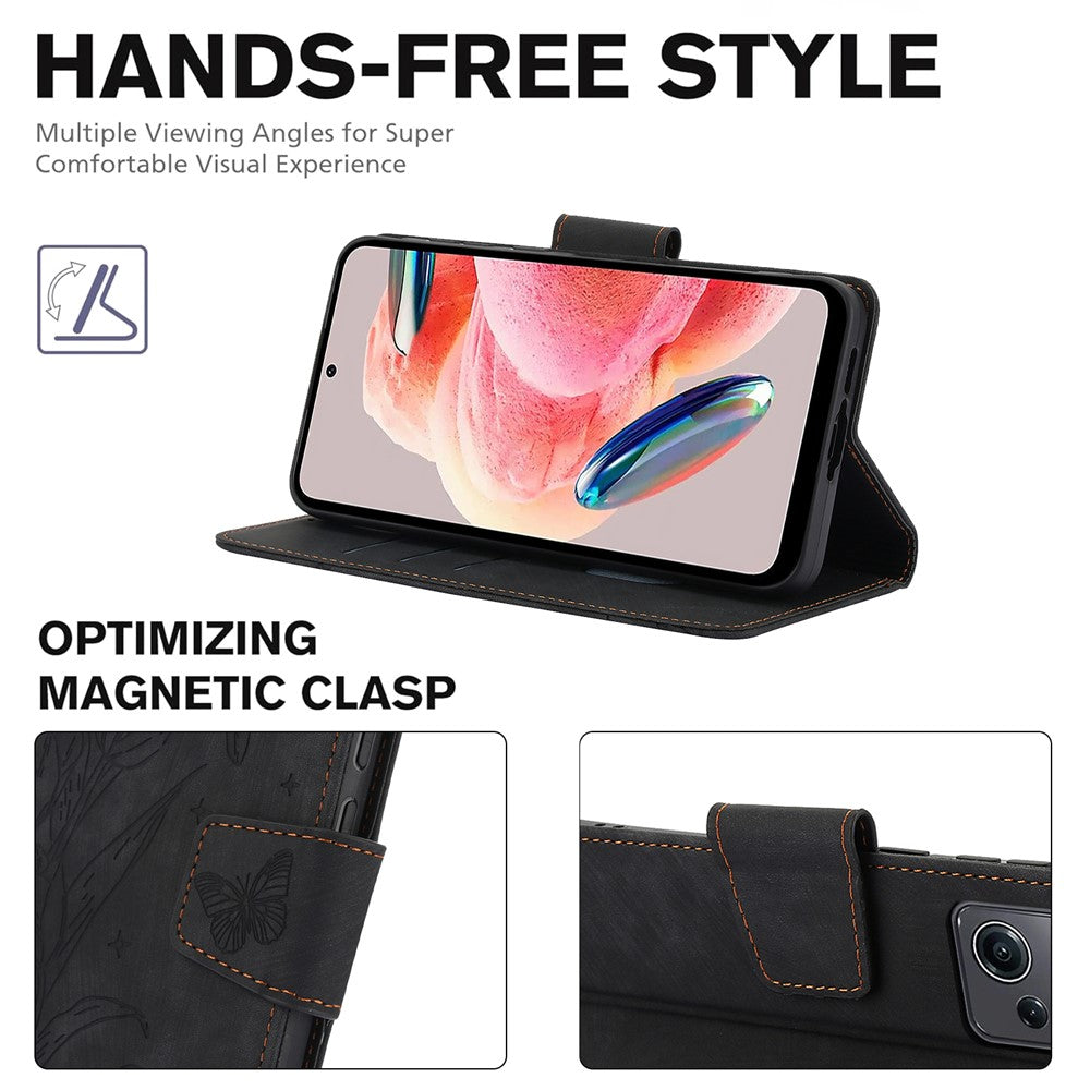 SY-001 For Xiaomi 14T Case Flower Butterfly Leather Wallet Phone Cover with Hand Strap