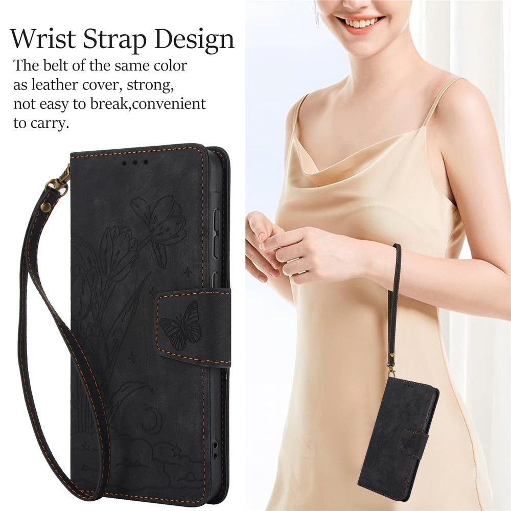 SY-001 For Xiaomi 14T Case Flower Butterfly Leather Wallet Phone Cover with Hand Strap