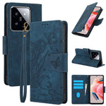SY-001 For Xiaomi 14T Case Flower Butterfly Leather Wallet Phone Cover with Hand Strap