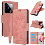 SY-001 For Xiaomi 14T Case Flower Butterfly Leather Wallet Phone Cover with Hand Strap