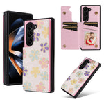 For Samsung Galaxy Z Fold5 5G Case Flower Leather+PC RFID Blocking Phone Cover Card Slots