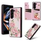 For Samsung Galaxy Z Fold5 5G Case Flower Leather+PC RFID Blocking Phone Cover Card Slots