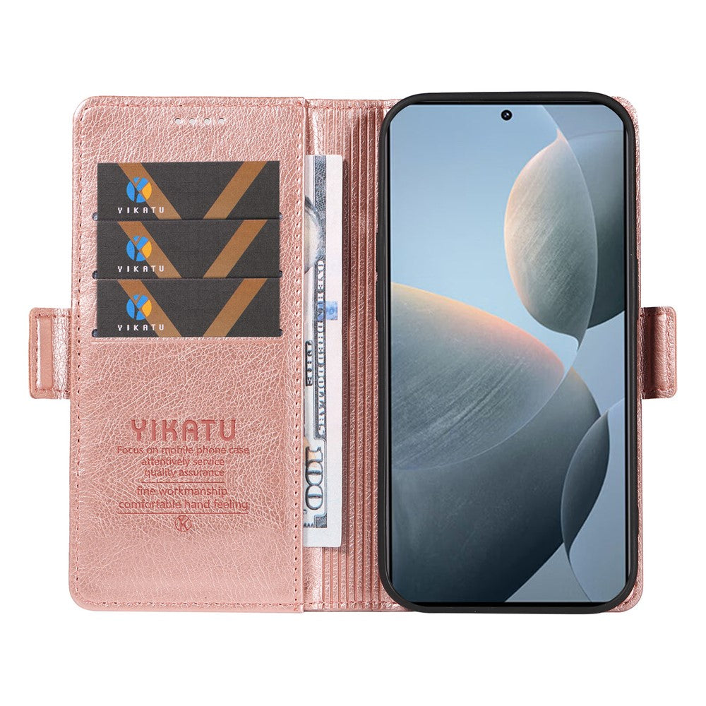 YIKATU YK-007 For Xiaomi 14T Case Side Buckle PU Leather Phone Cover Litchi Texture