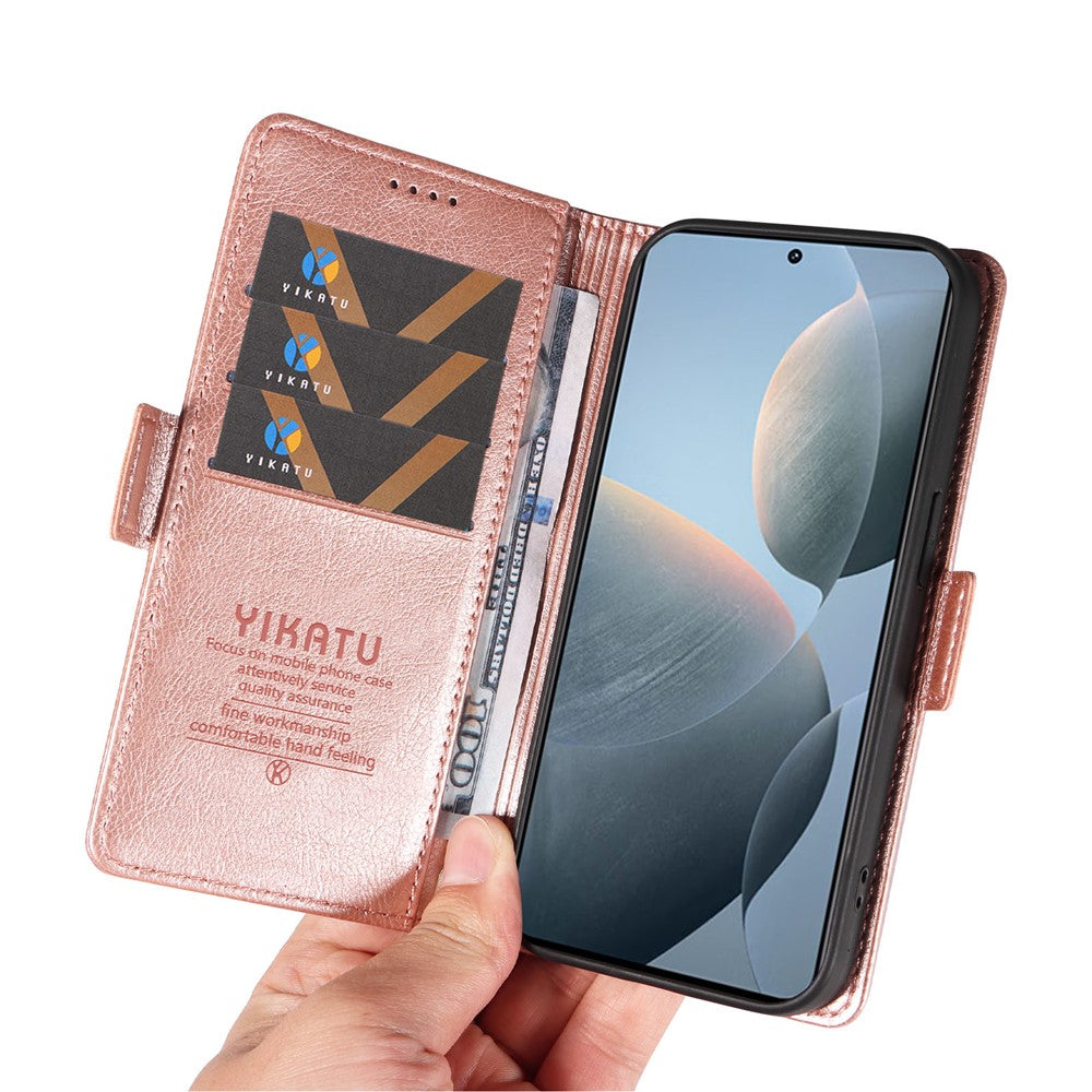 YIKATU YK-007 For Xiaomi 14T Case Side Buckle PU Leather Phone Cover Litchi Texture