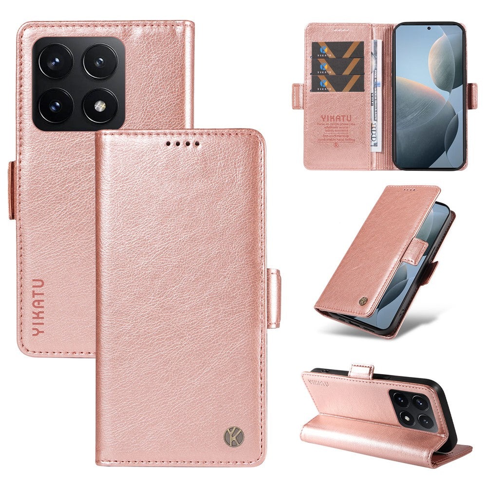 YIKATU YK-007 For Xiaomi 14T Case Side Buckle PU Leather Phone Cover Litchi Texture