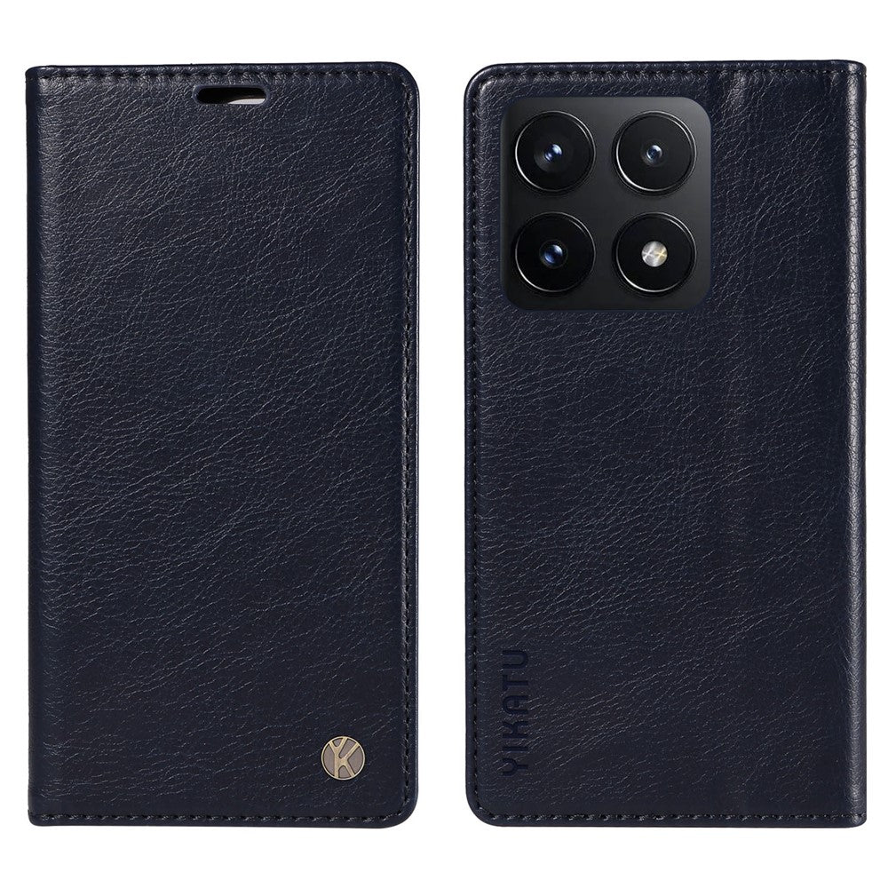 YIKATU YK-006 For Xiaomi 14T Case Wallet Litchi Grain Leather Phone Cover Magnetic Auto-Absorbed