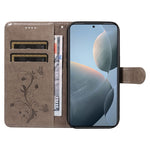 For Xiaomi 14T PU Leather Cases Flower Pattern Wallet Stand Phone Cover with Strap