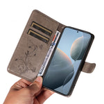 For Xiaomi 14T PU Leather Cases Flower Pattern Wallet Stand Phone Cover with Strap
