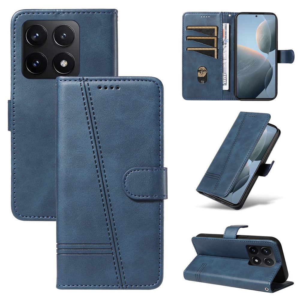 For Xiaomi 14T Case Flip Wallet T-Shape Lines Leather Phone Cover