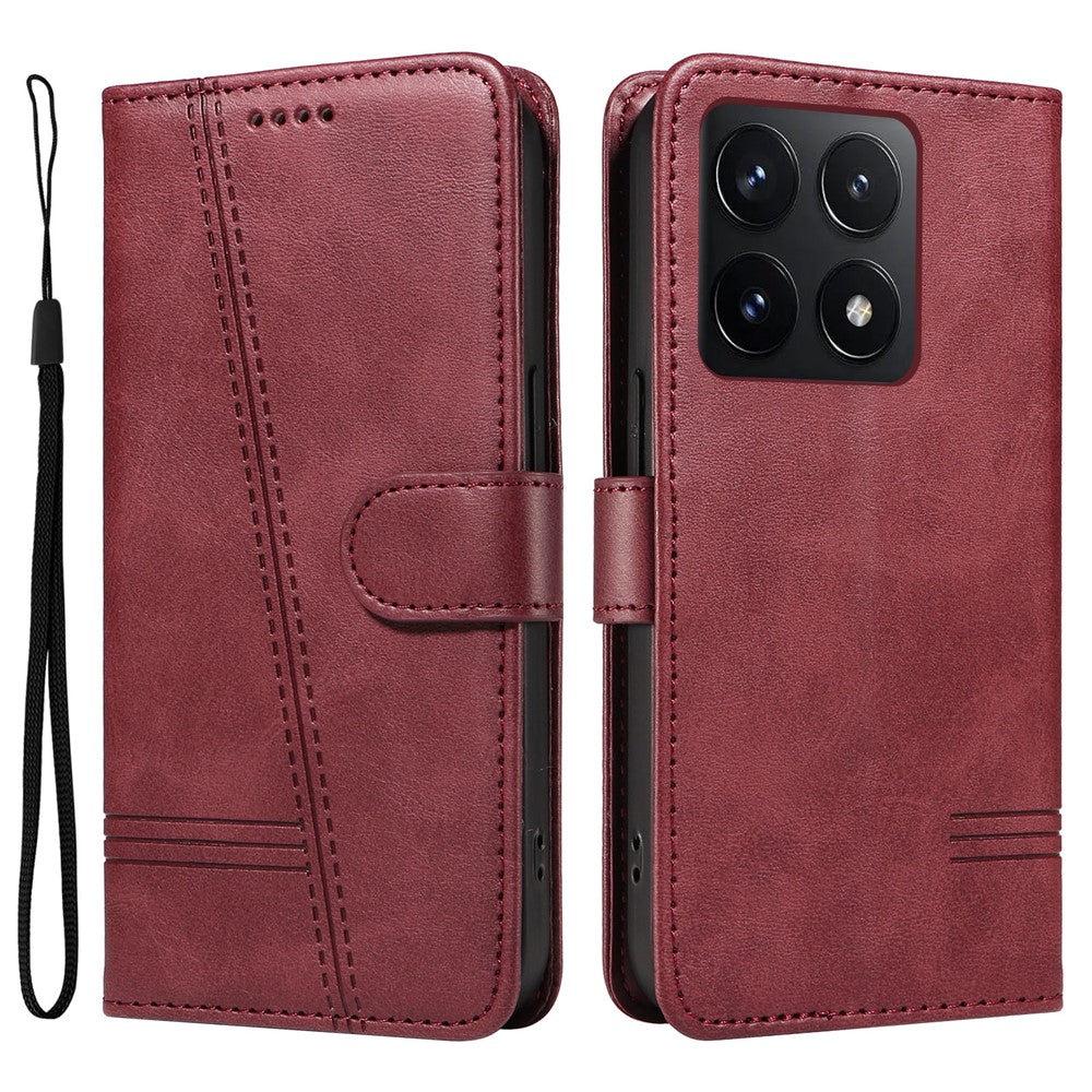 For Xiaomi 14T Case Flip Wallet T-Shape Lines Leather Phone Cover