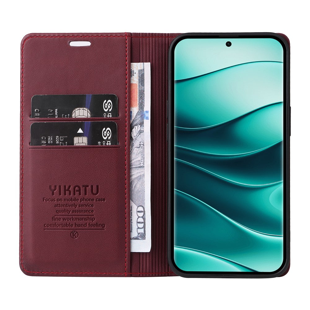 YIKATU YK-001 For Xiaomi Redmi Note 14 Pro+ 5G / Note 14 Pro 5G / Poco X7 5G Case Stand Leather Phone Cover Strong Magnetic Closure