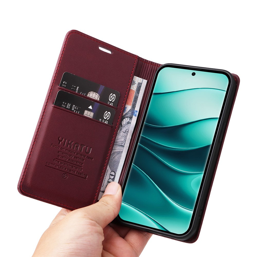YIKATU YK-001 For Xiaomi Redmi Note 14 Pro+ 5G / Note 14 Pro 5G / Poco X7 5G Case Stand Leather Phone Cover Strong Magnetic Closure