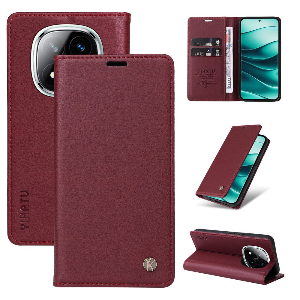 YIKATU YK-001 For Xiaomi Redmi Note 14 Pro+ 5G / Note 14 Pro 5G / Poco X7 5G Case Stand Leather Phone Cover Strong Magnetic Closure