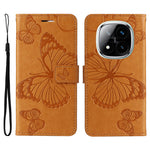 For Xiaomi Redmi Note 14 Pro+ 5G / Note 14 Pro 5G / Poco X7 5G Wallet Case Floral Butterfly Imprinted Leather Phone Cover Stand
