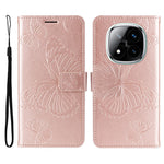 For Xiaomi Redmi Note 14 Pro+ 5G / Note 14 Pro 5G / Poco X7 5G Wallet Case Floral Butterfly Imprinted Leather Phone Cover Stand