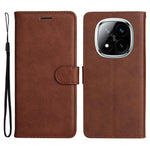 For Xiaomi Redmi Note 14 Pro+ 5G / Note 14 Pro 5G / Poco X7 5G Case Solid Color Leather Mobile Cover Wallet Stand with Strap