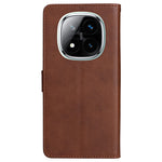 For Xiaomi Redmi Note 14 Pro+ 5G / Note 14 Pro 5G / Poco X7 5G Case Solid Color Leather Mobile Cover Wallet Stand with Strap