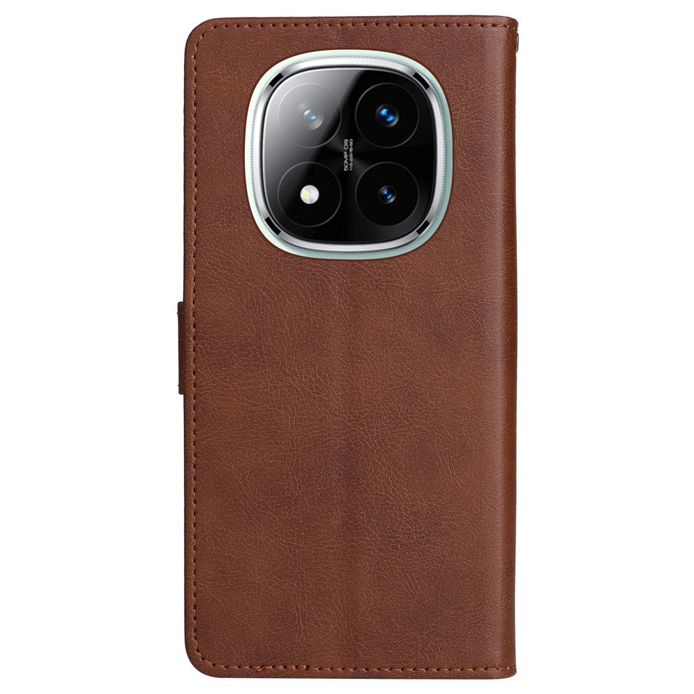 For Xiaomi Redmi Note 14 Pro+ 5G / Note 14 Pro 5G / Poco X7 5G Case Solid Color Leather Mobile Cover Wallet Stand with Strap