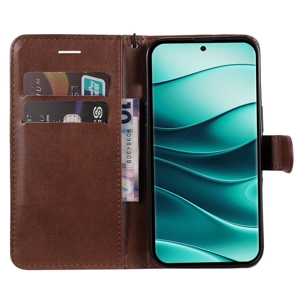 For Xiaomi Redmi Note 14 Pro+ 5G / Note 14 Pro 5G / Poco X7 5G Case Solid Color Leather Mobile Cover Wallet Stand with Strap