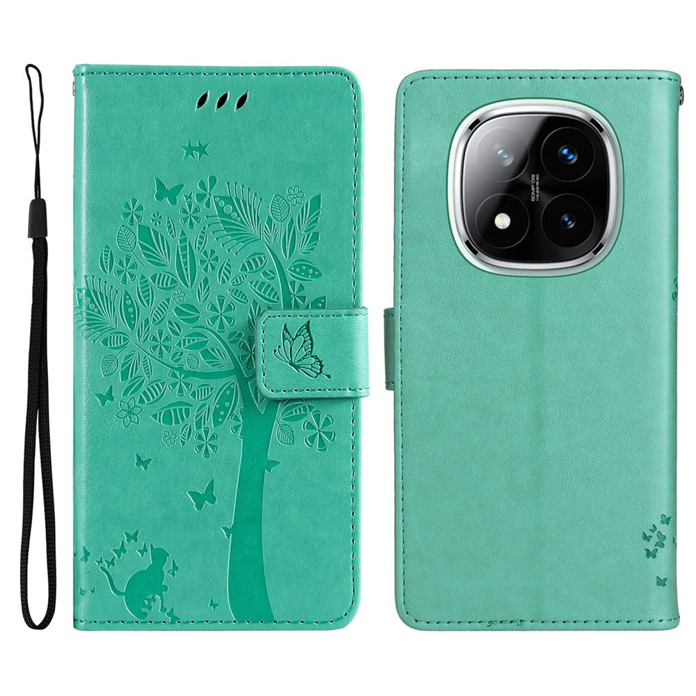 For Xiaomi Redmi Note 14 Pro+ 5G / Note 14 Pro 5G / Poco X7 5G Phone Case with Stand Cat Tree Pattern Leather Wallet Mobile Cover