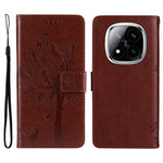 For Xiaomi Redmi Note 14 Pro+ 5G / Note 14 Pro 5G / Poco X7 5G Phone Case with Stand Cat Tree Pattern Leather Wallet Mobile Cover
