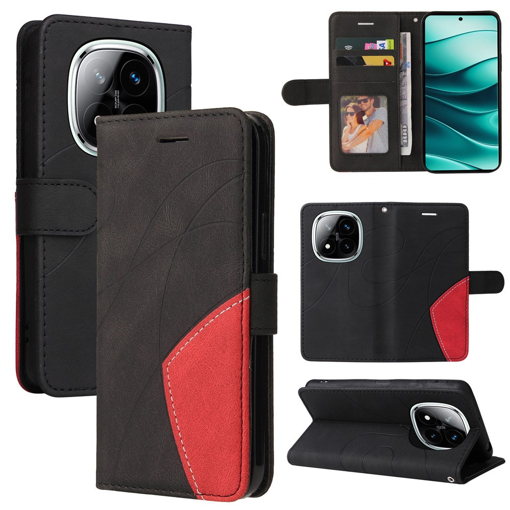 For Xiaomi Redmi Note 14 Pro+ 5G / Note 14 Pro 5G / Poco X7 5G Leather Case Wallet Stand Color Splicing Phone Cover