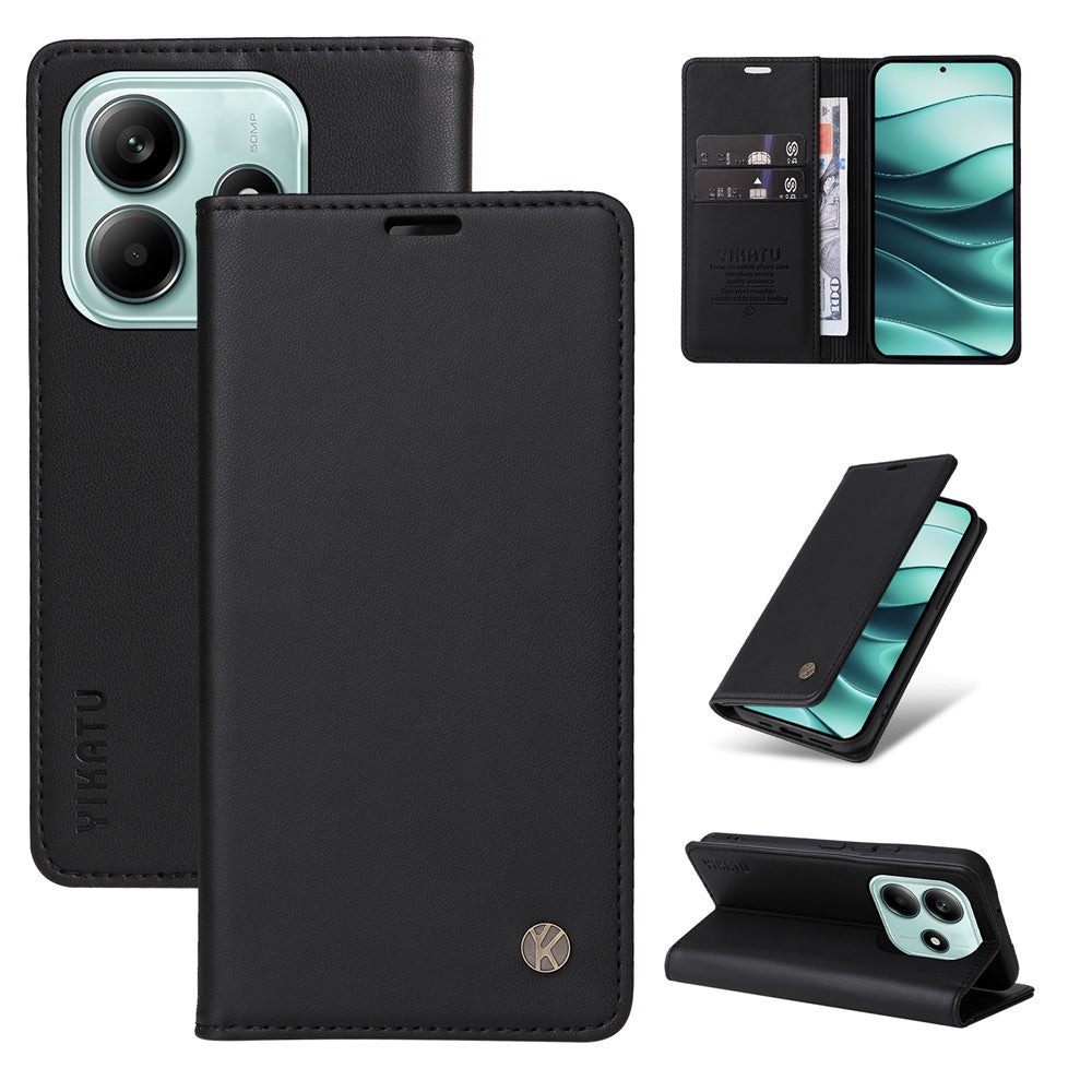 YIKATU YK-001 For Xiaomi Redmi Note 14 5G Case Stand Leather Phone Cover Strong Magnetic Closure
